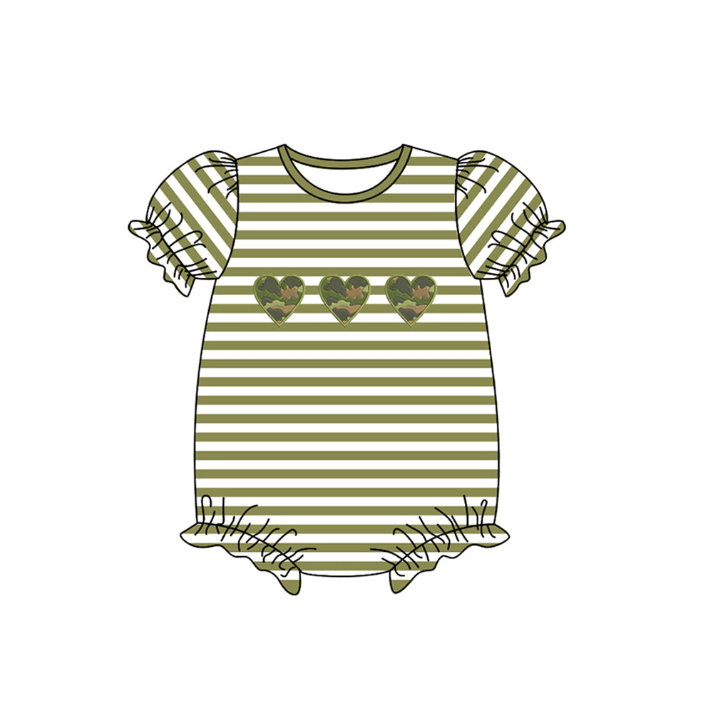 (Pre-order)SR0992 Camo Heart Print Baby Girls Summer Romper