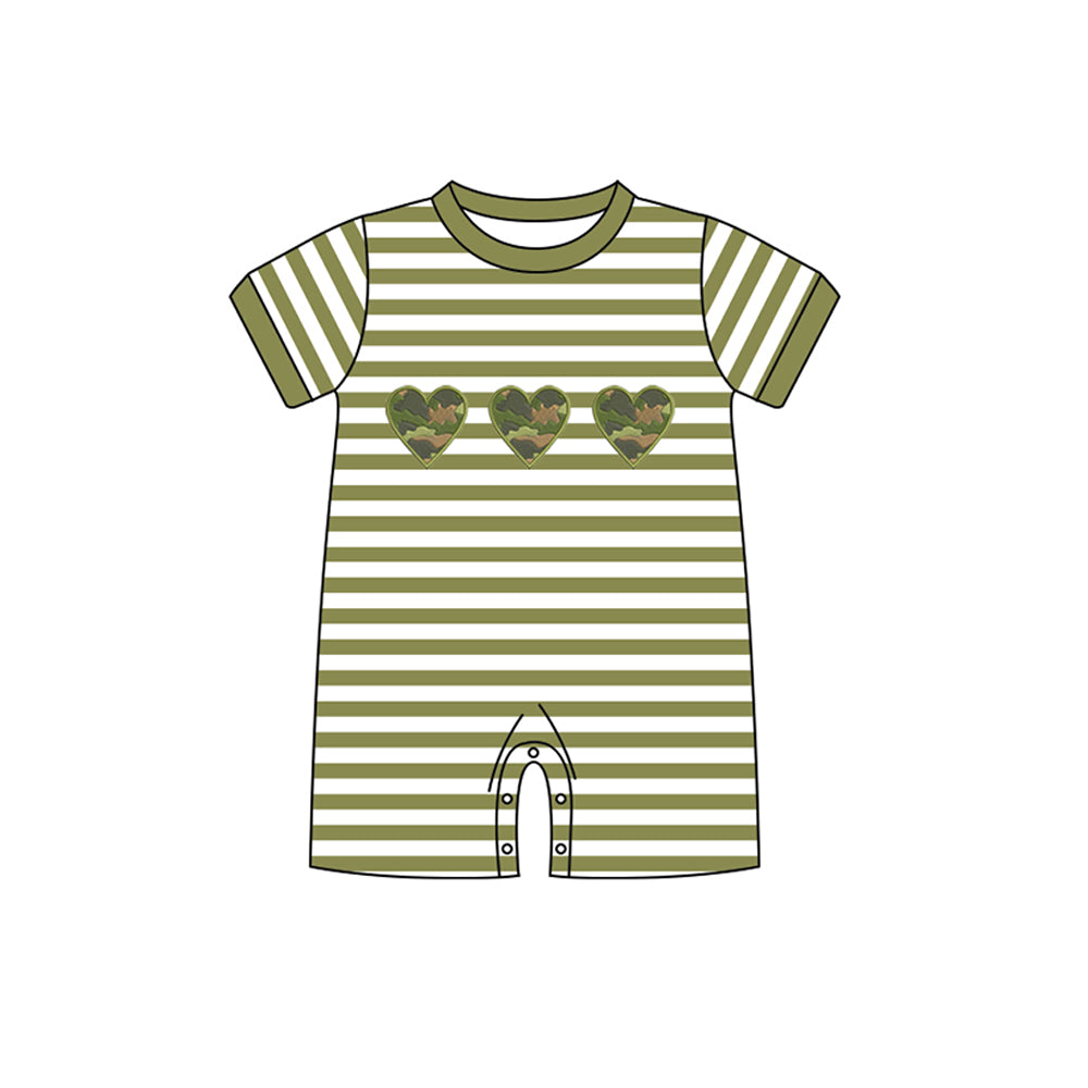 (Pre-order)SR0993 Camo Heart Print Baby Boys Summer Romper