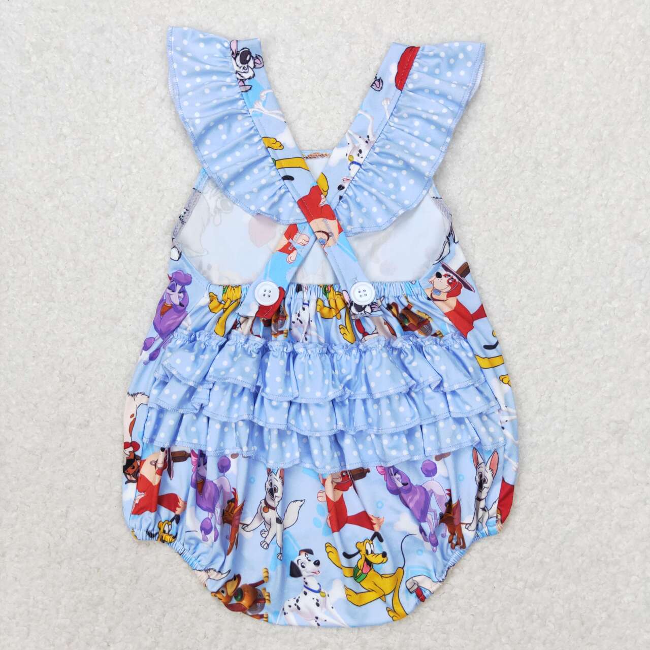 SR1114 Cartoon Dog Print Baby Girls Summer Bubble Romper