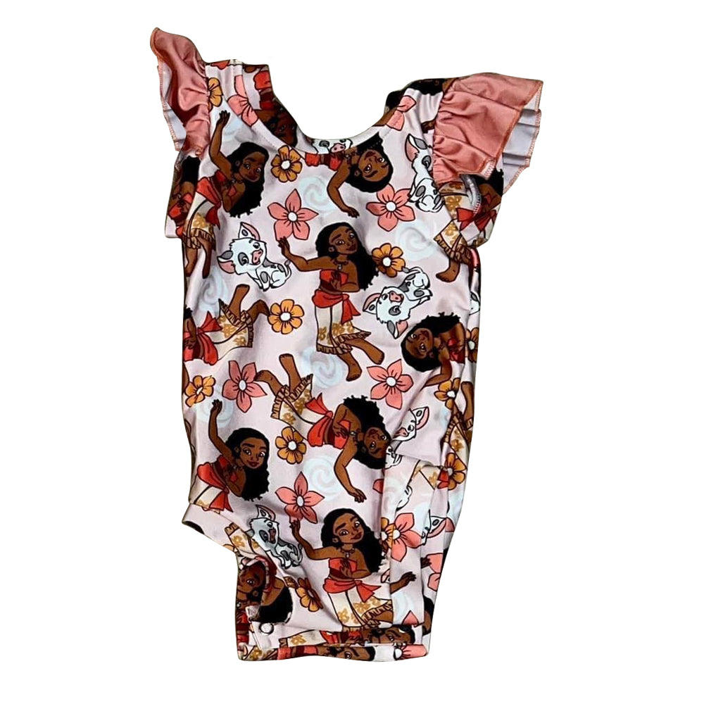 (Pre-order)SR1277 Cartoon Princess Pig Print Baby Girls Summer Romper