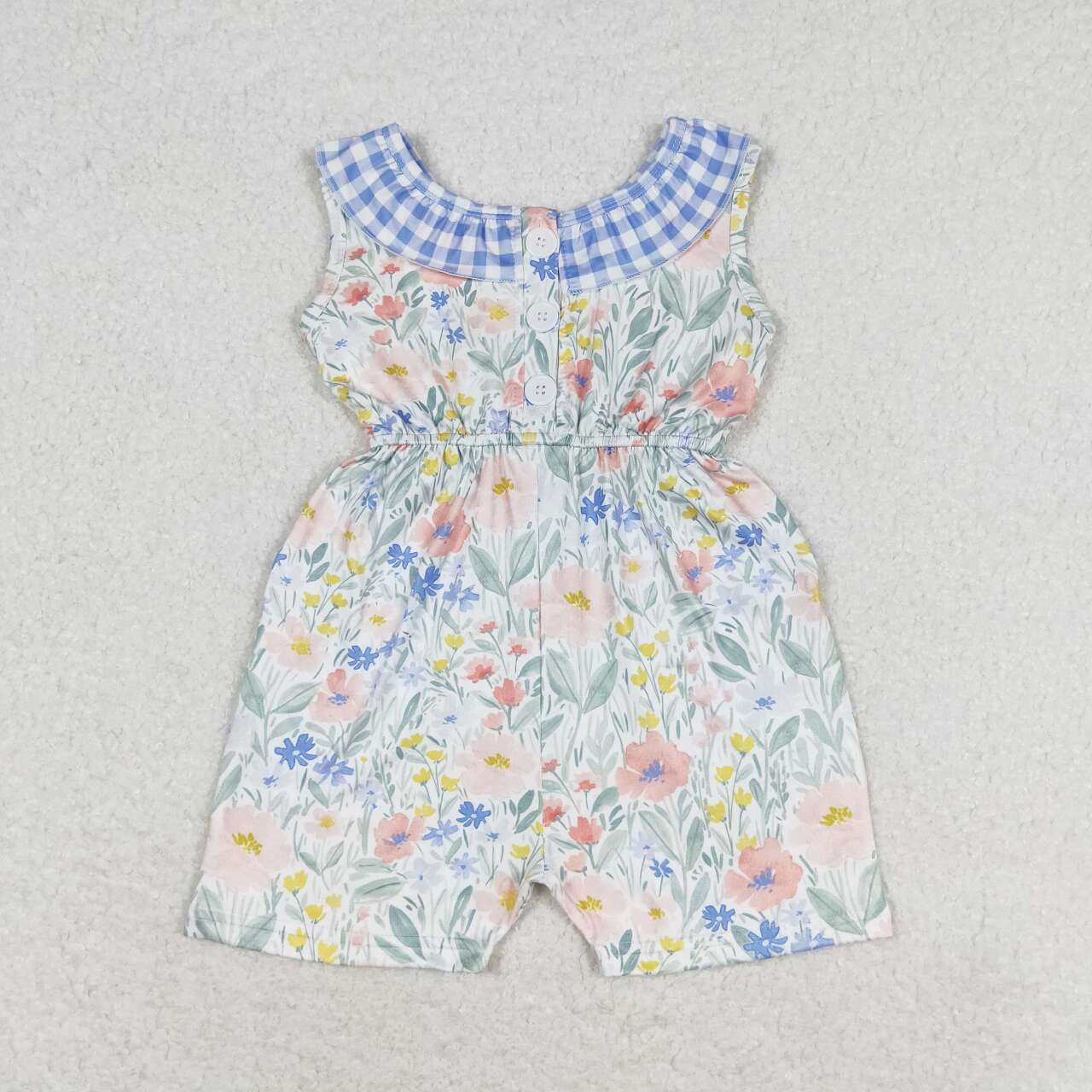SR1343 Flowers Print Pocktes Girls Summer Jumpsuits