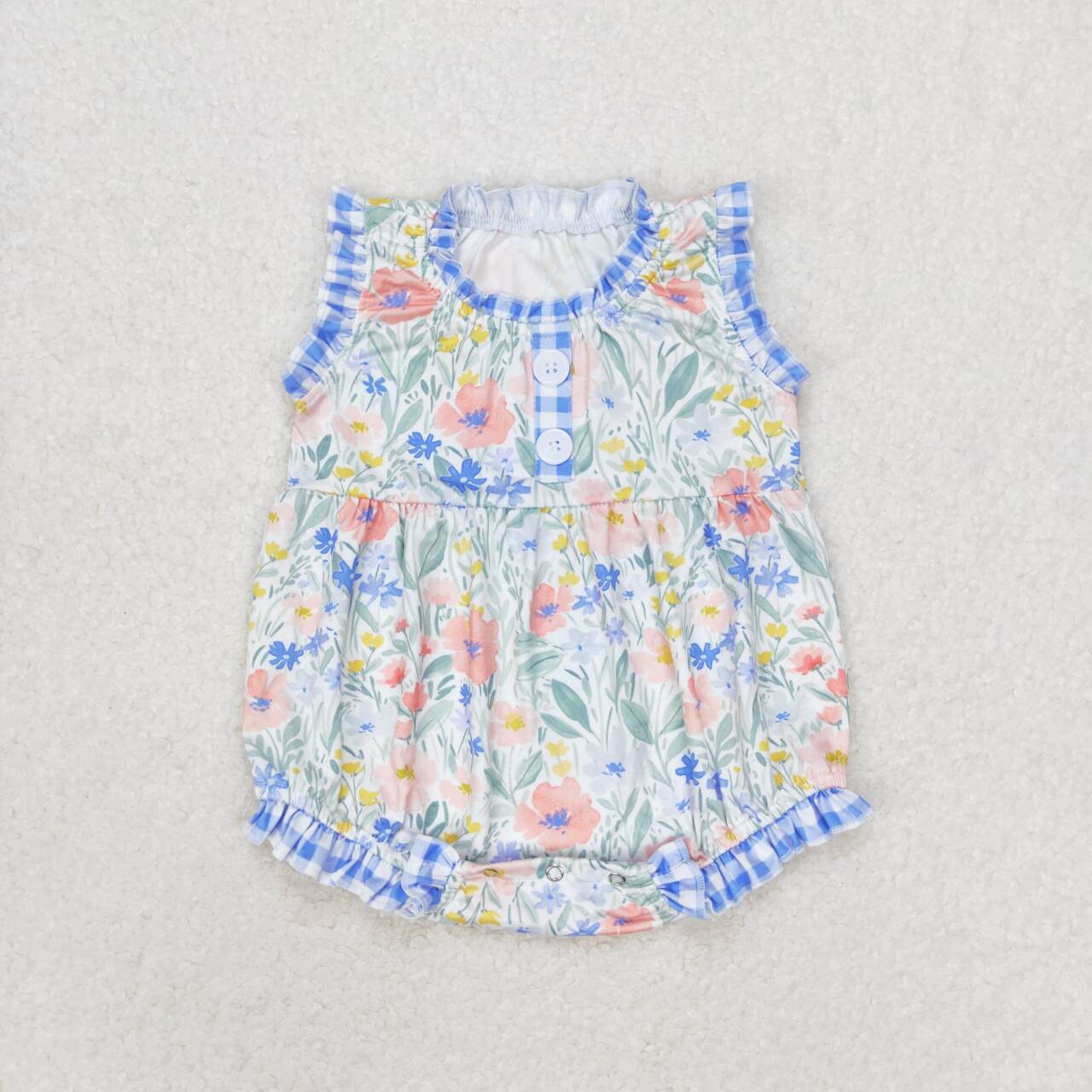 SR1345 Flowers Print Baby Girls Summer Romper