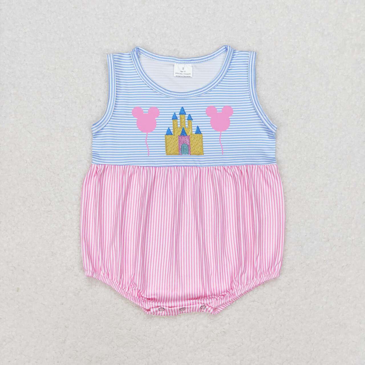 SR1410 Cartoon Castle Print Baby Girls Summer Romper