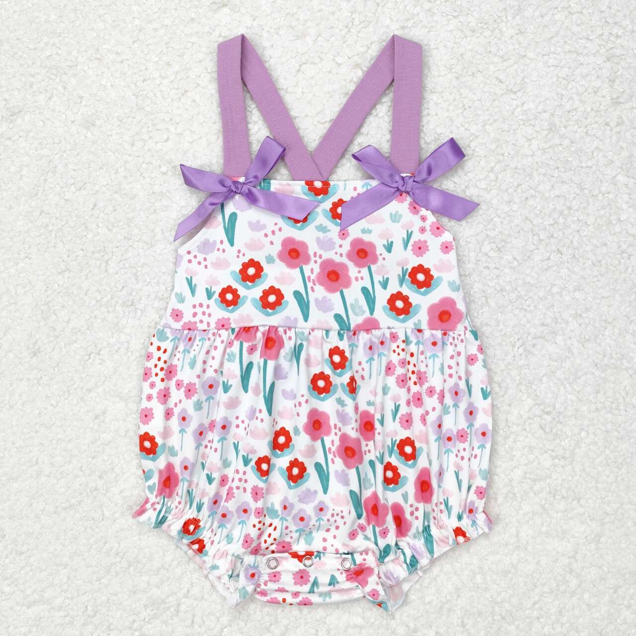 SR1417 Flowers Print Baby Girls Summer Romper