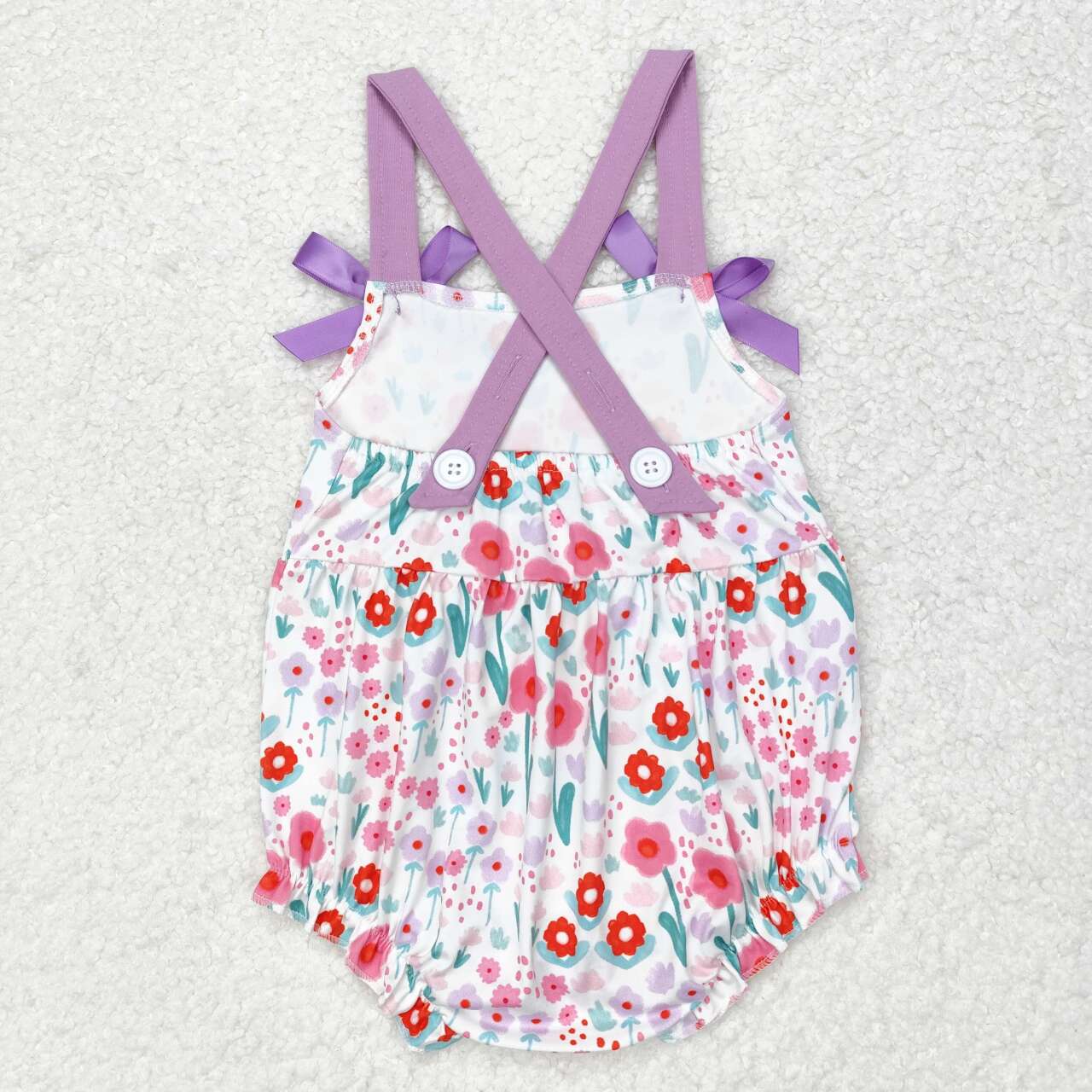 SR1417 Flowers Print Baby Girls Summer Romper