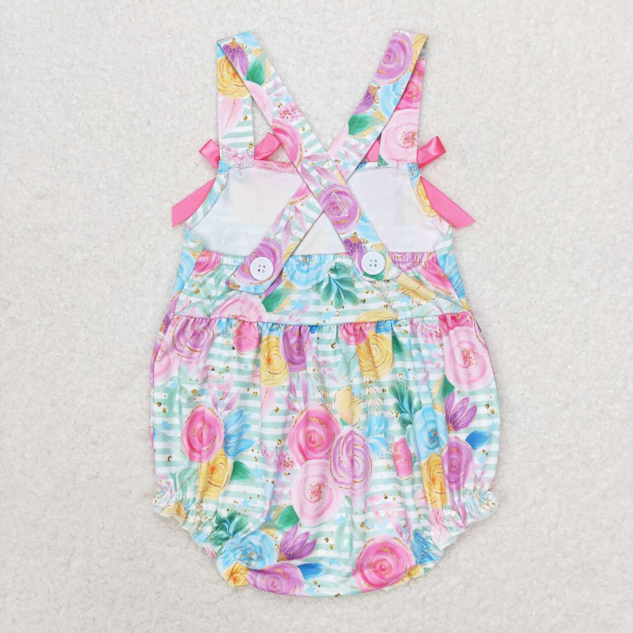 SR1424 Colorful Flowers Print Baby Girls Summer Romper