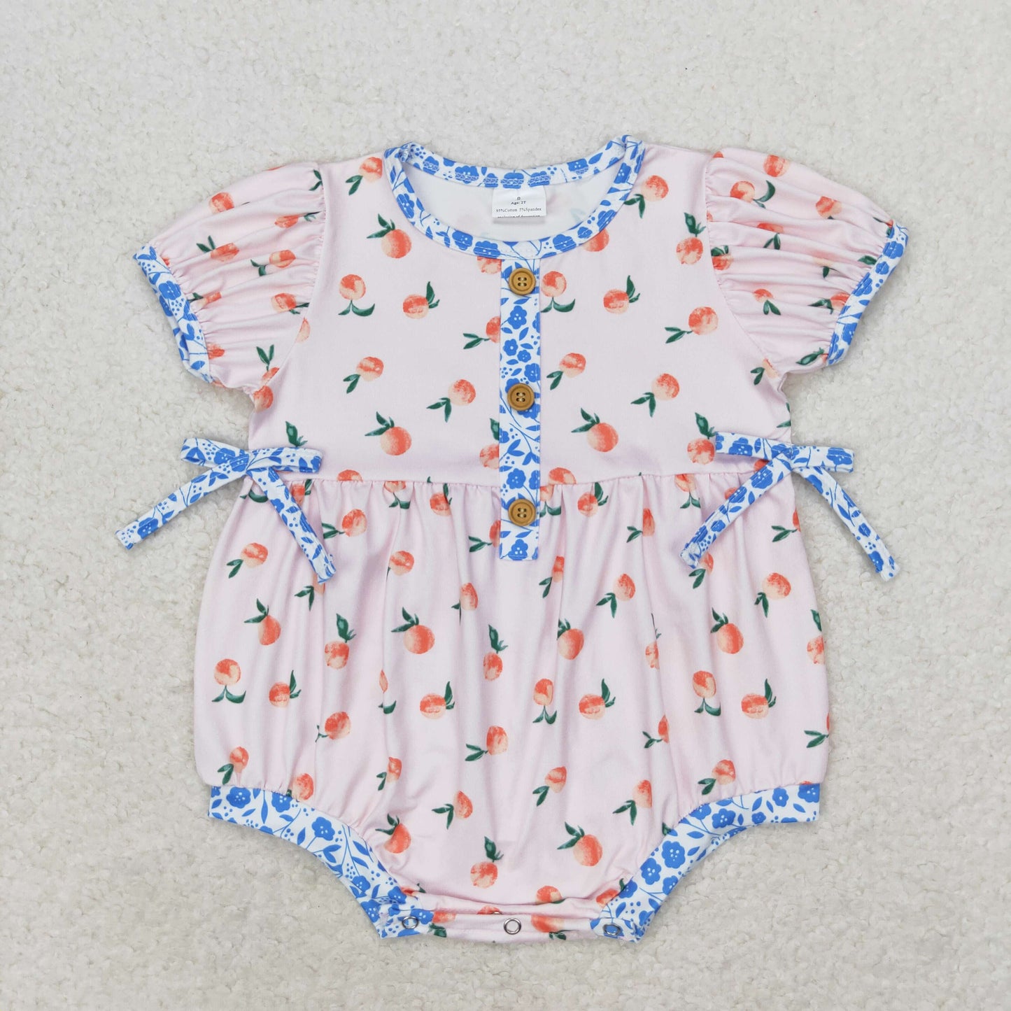 SR1425 Peach Print Baby Girls Summer Romper