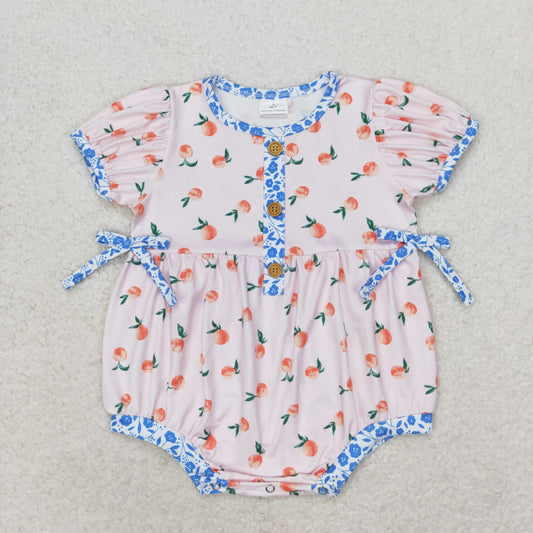 SR1425 Peach Print Baby Girls Summer Romper