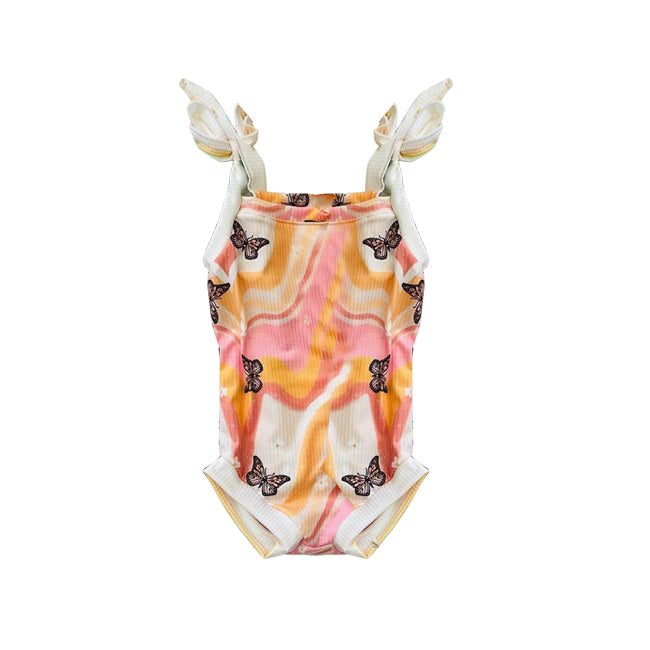 (Pre-order)SR1429 Butterfly Print Baby Girls Summer Romper