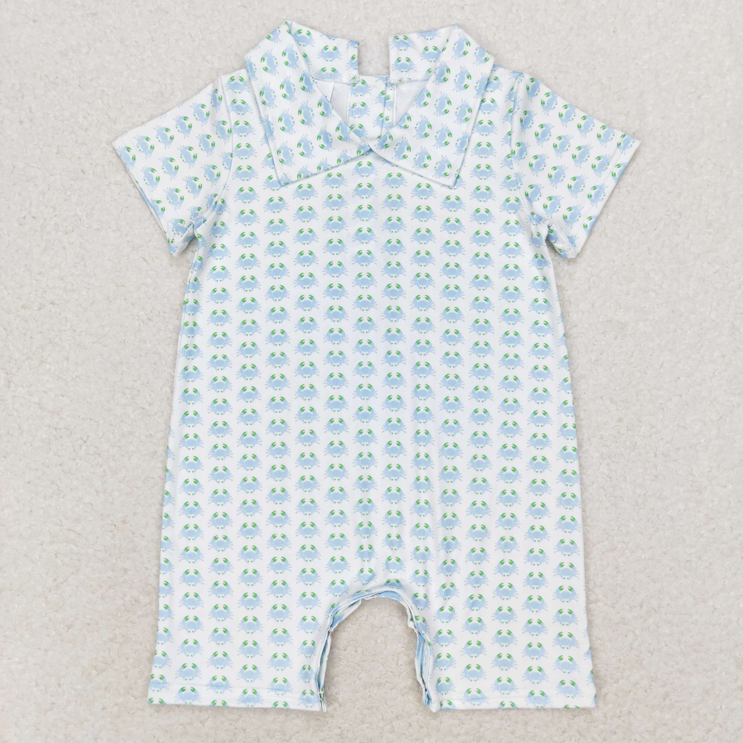 SR1436 Blue Crab Print Baby Boys Summer Romper