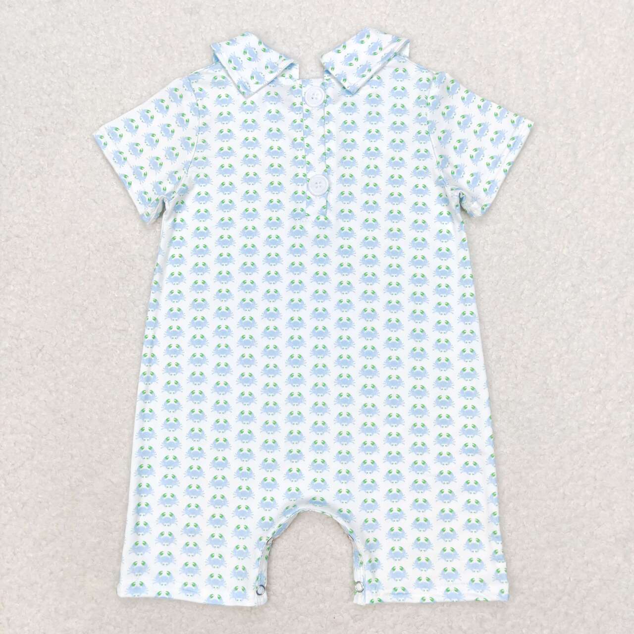 SR1436 Blue Crab Print Baby Boys Summer Romper