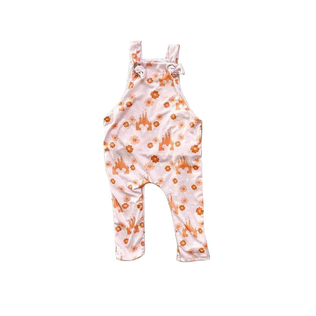 (Pre-order)SR1440 Flowers Castle Print Baby Girls Summer Romper