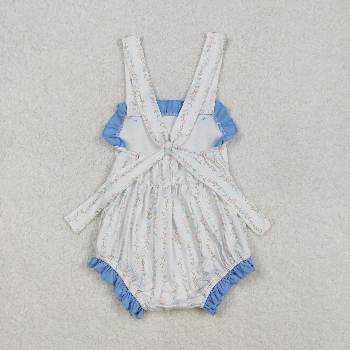Blue Small Flowers Print Sisters Summer Matching Clothes