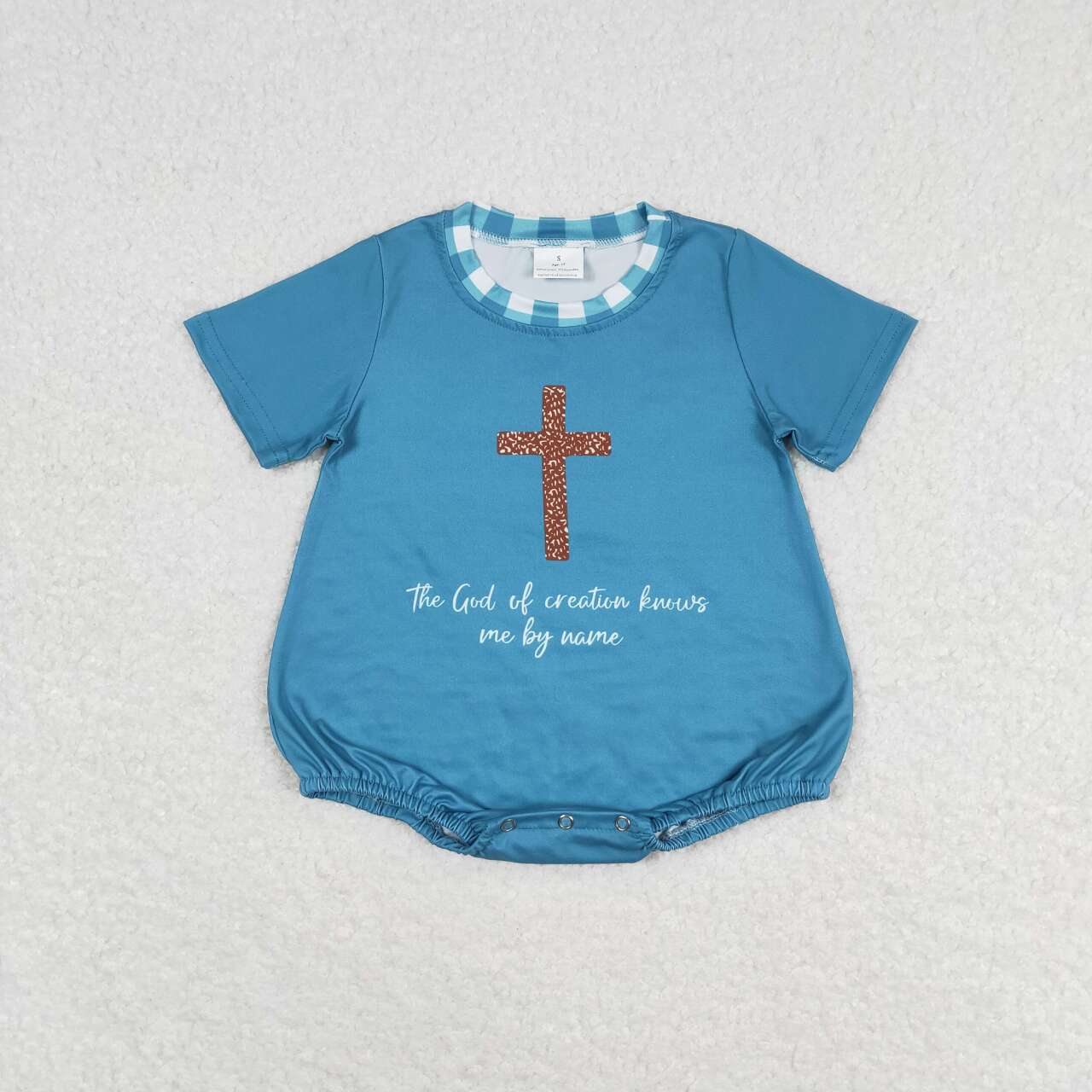 SR1529 Green Cross Print Baby Boys Summer Romper