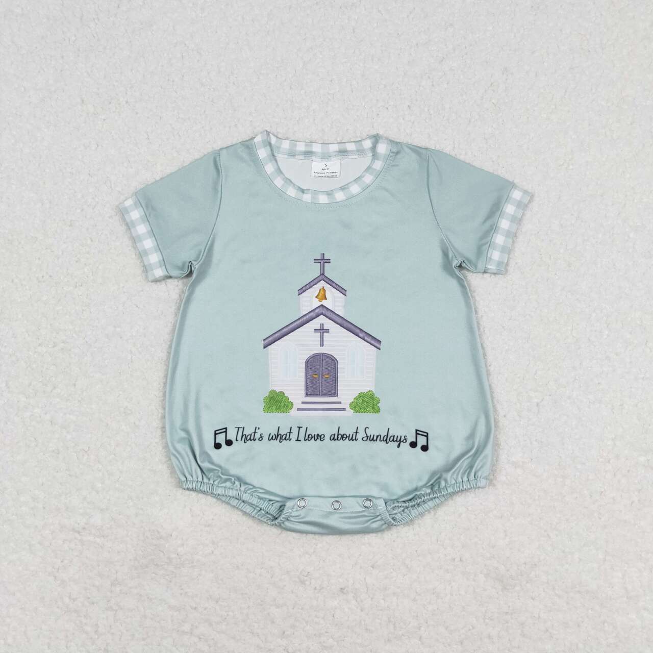 SR1530 Church Print Baby Summer Romper
