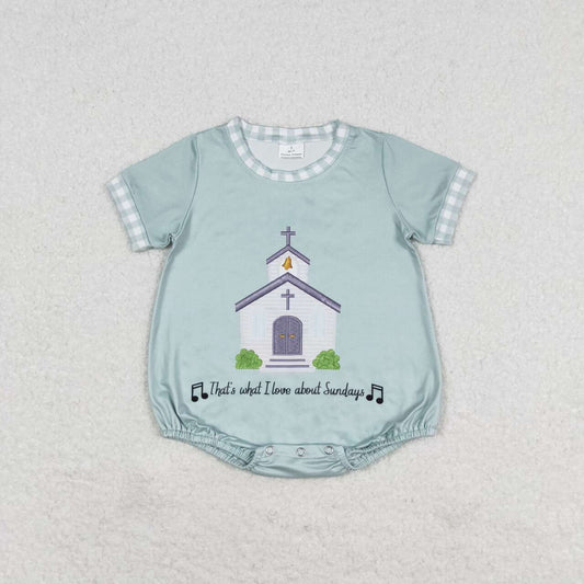 SR1530  Church Print Baby Summer Romper