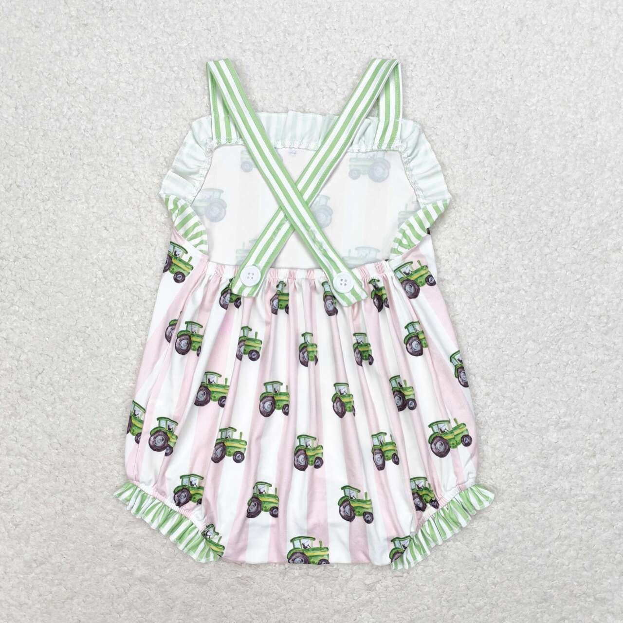 SR1543 Tractors Print Baby Girls Summer Romper