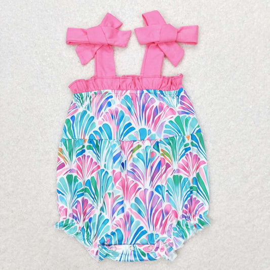 SR1555  Colorful Shell Print Baby Girls Summer Strap Romper