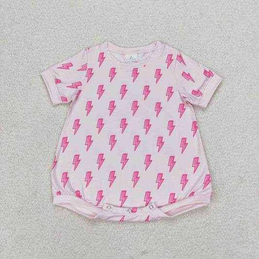 SR1557  Pink Flash Print Baby Girls Summer Romper