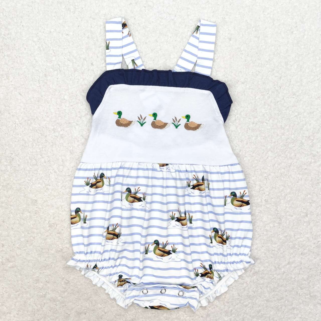 SR1584 Duck Embroidery Baby Girls Summer Romper