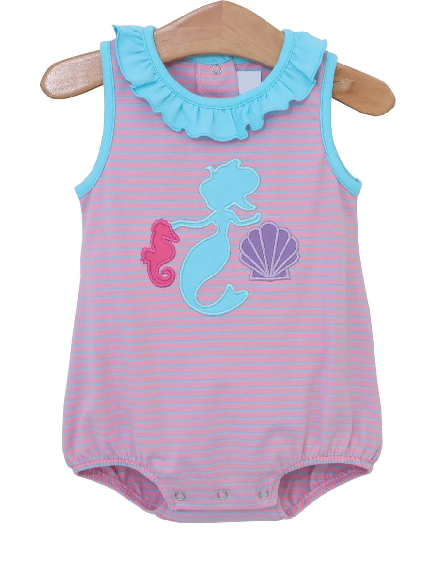 (Pre-order)SR1595 Mermaid Print Baby Girls Summer Romper