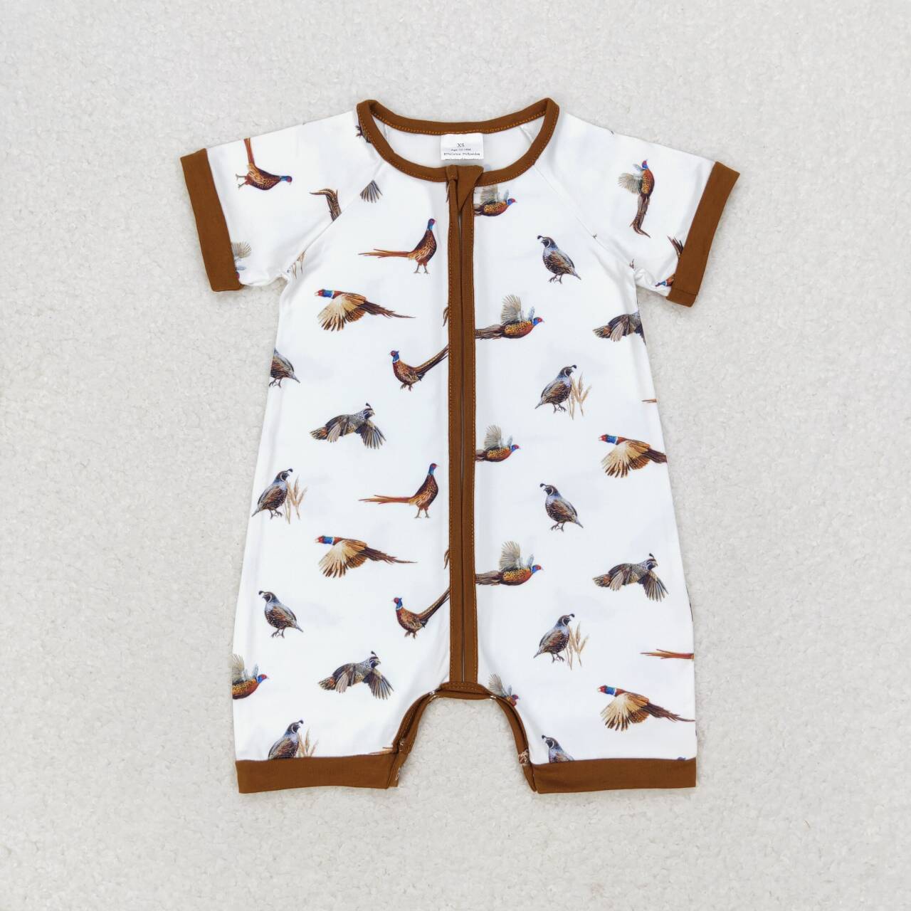 SR1657 Wild Chicken Print Baby Boys Summer Zipper Romper