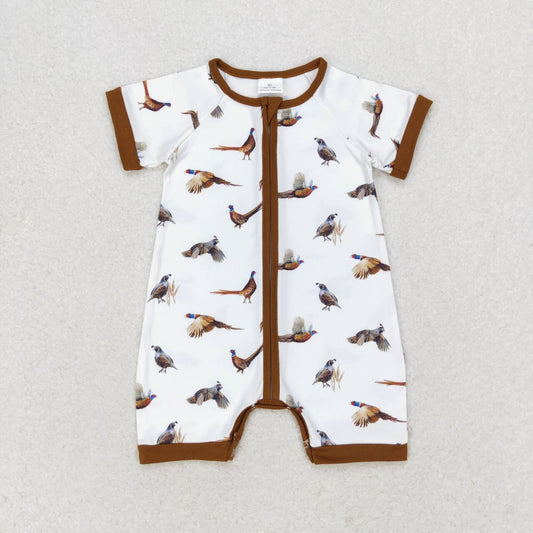 SR1657  Wild Chicken Print Baby Boys Summer Zipper Romper