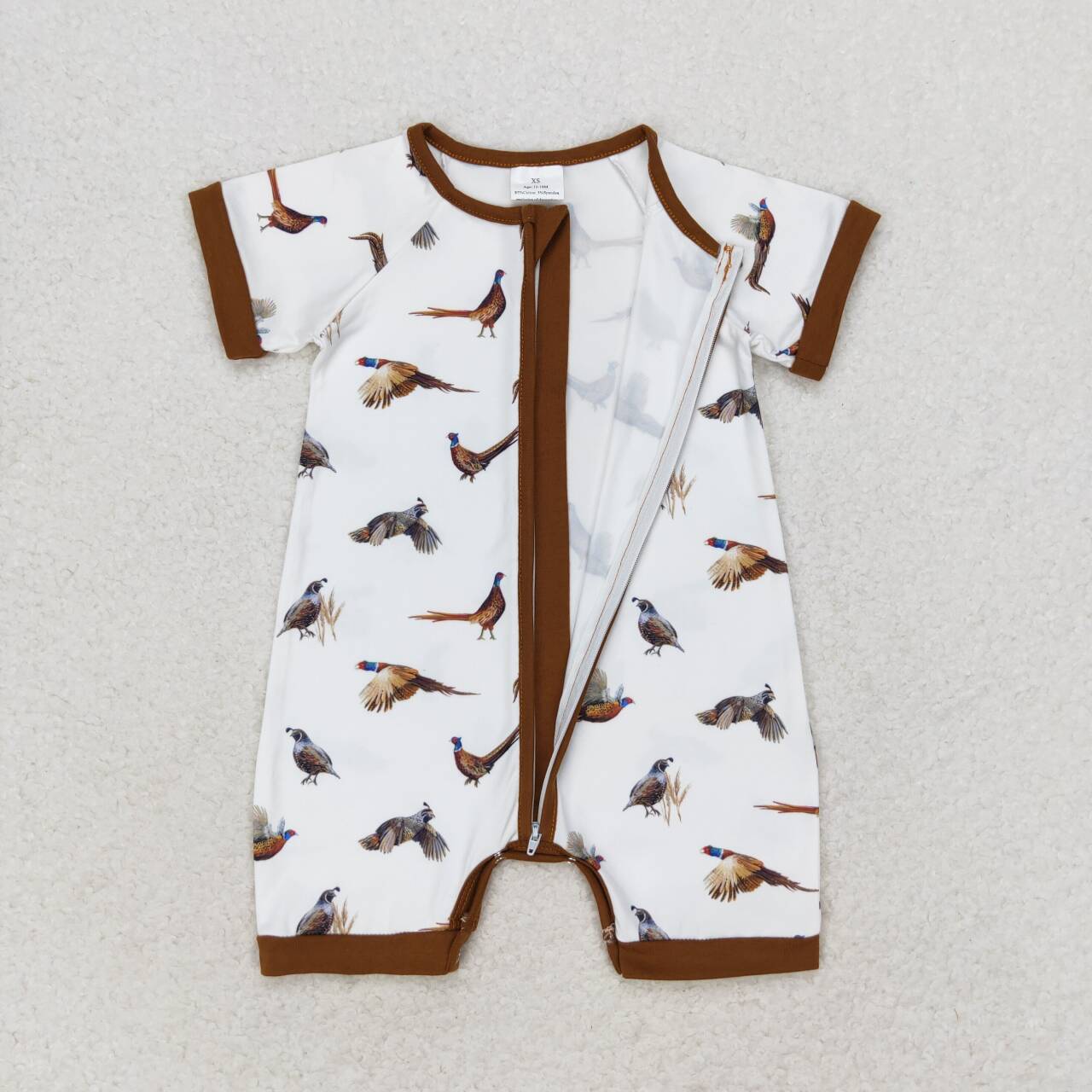 SR1657 Wild Chicken Print Baby Boys Summer Zipper Romper