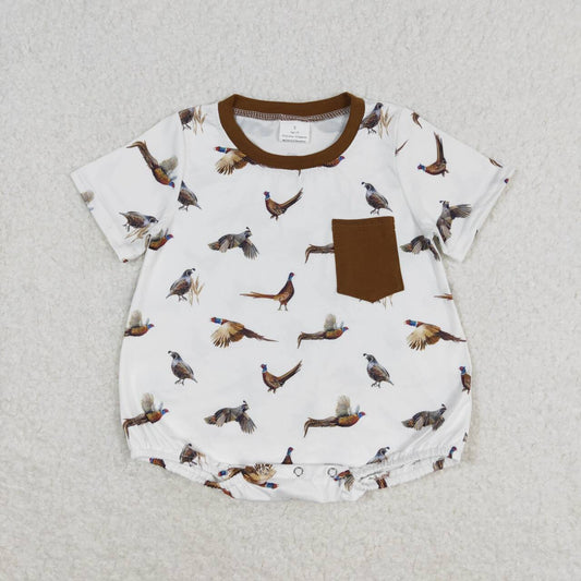 SR1658  Wild Chicken Print Baby Boys Summer Romper