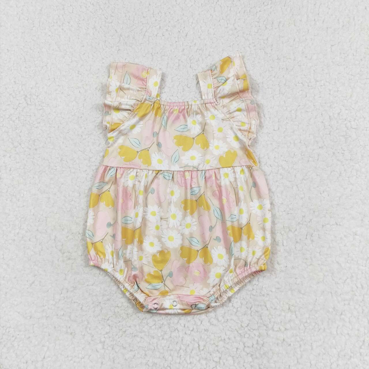 SR1673 Flowers Print Baby Girls Summer Romper