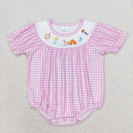 SR1692  Princess Castle Pumpkin Cartoon Print Baby Girls Summer Romper