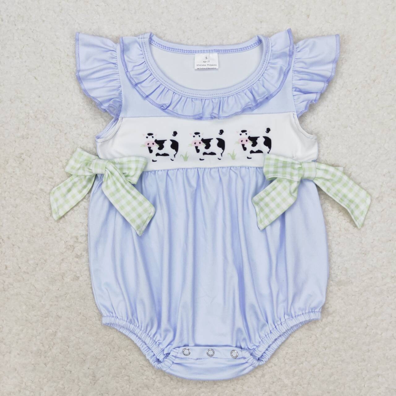 SR1696 Cows Print Baby Girls Summer Romper
