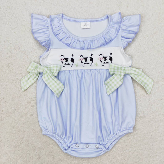 SR1696  Cows Print Baby Girls Summer Romper