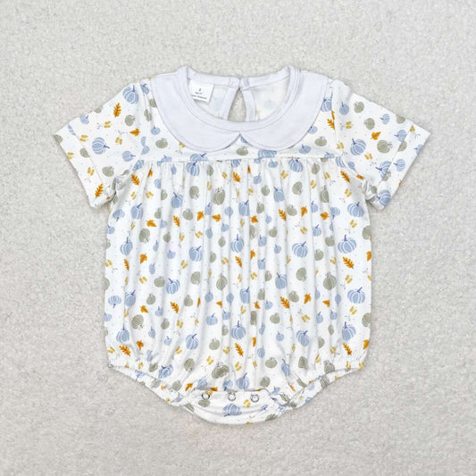 SR1698  Pumpkin Print Baby Boys Fall Romper