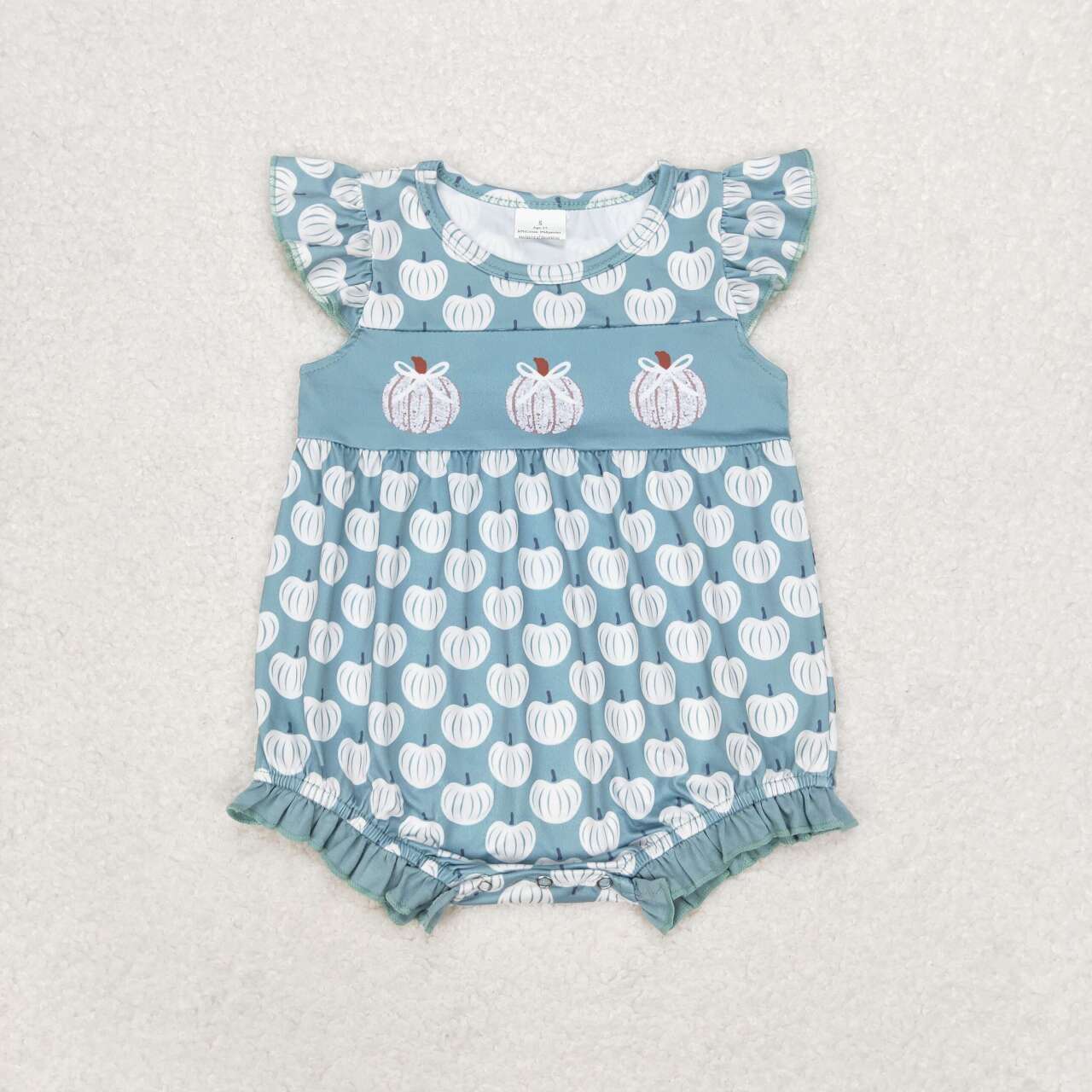 SR1706 Pumpkin Print Baby Girls Fall Romper
