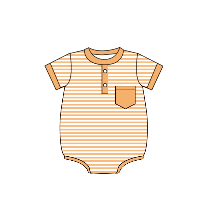 (Pre-order)SR1751 Orange Stripes Print Baby Boys Fall Romper