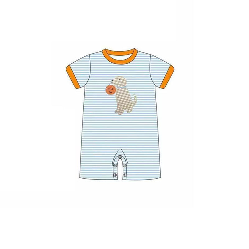 (Pre-order)SR1771 Dog Pumpkin Print Baby Boys Fall Romper