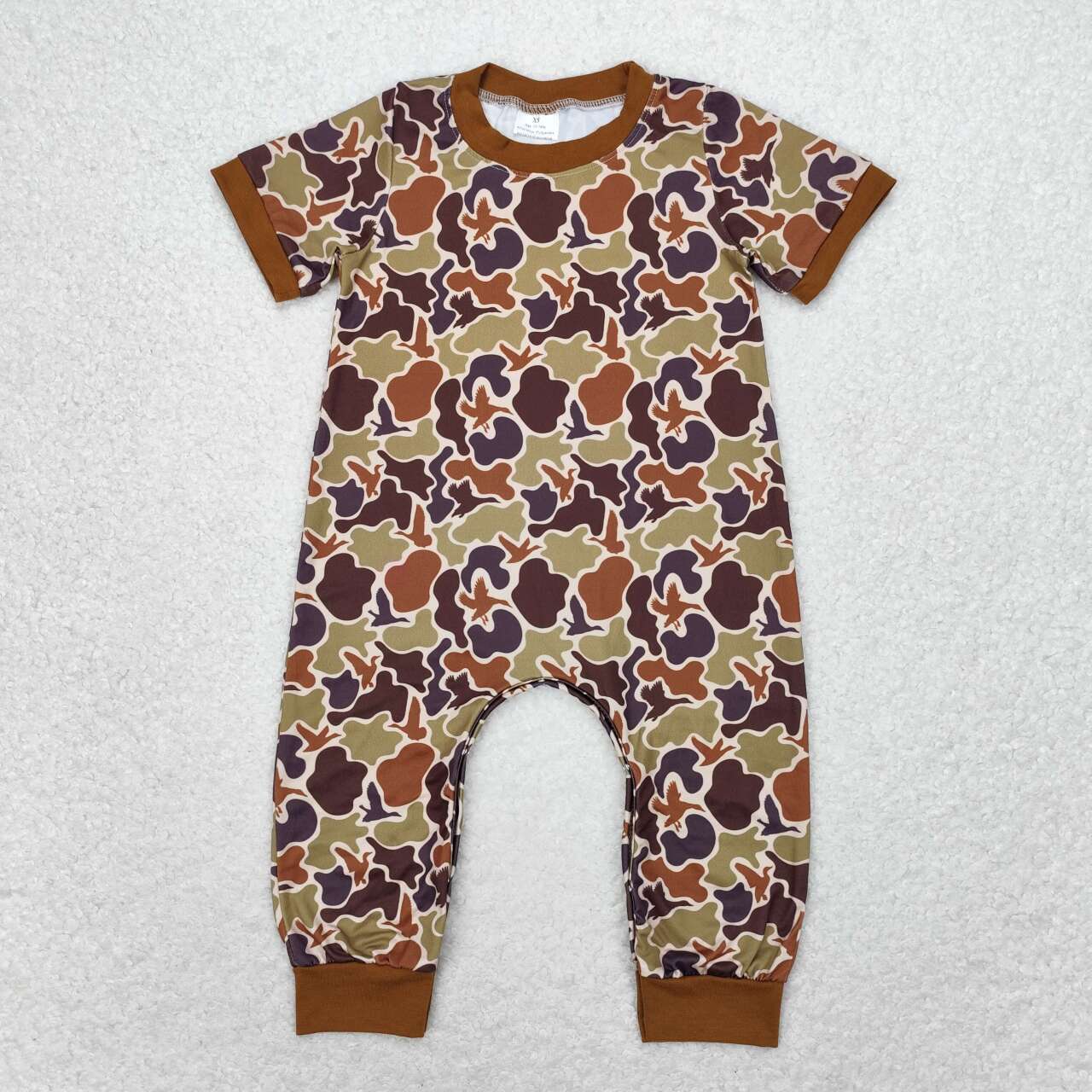 SR1814 Brown Camo Print Baby Boys Summer Hunting Romper