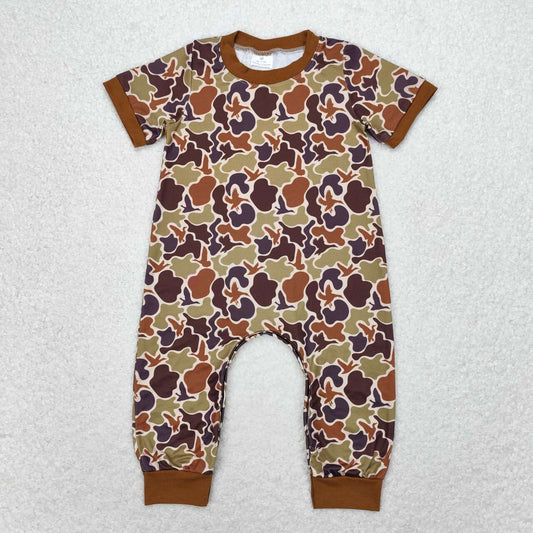 SR1814 Brown Camo Print Baby Boys Summer Hunting Romper
