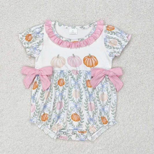 USA-Shop SR1865 Pumpkin Print Baby Girls Fall Romper
