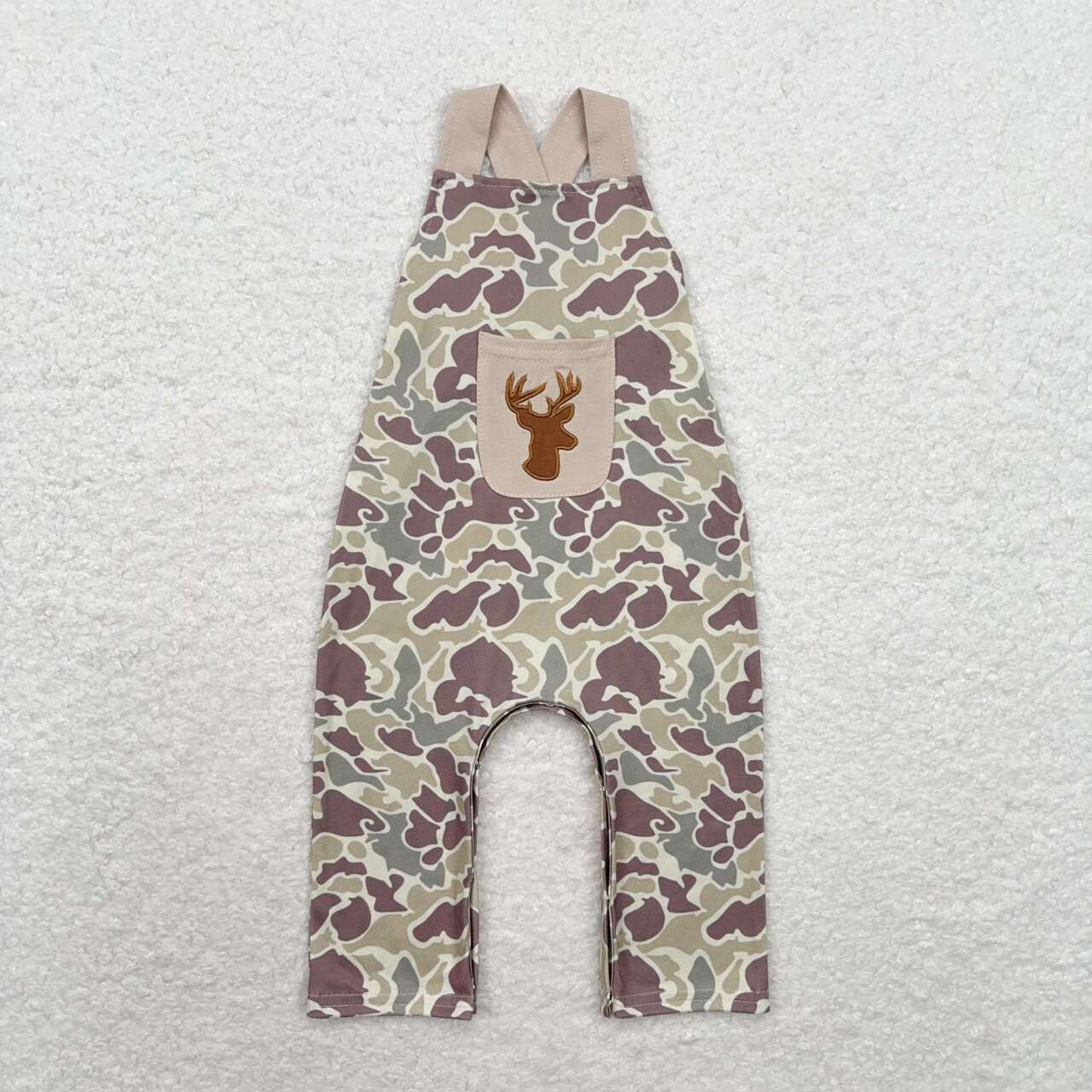 USA-Shop SR1913 Deer Embroidery Camo Print Pocket Jumpsuits Baby Boys Romper