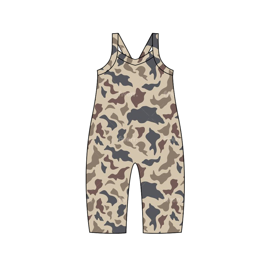 (Pre-order)SR1983 Dark Gray Camo Print Girls Jumpsuits