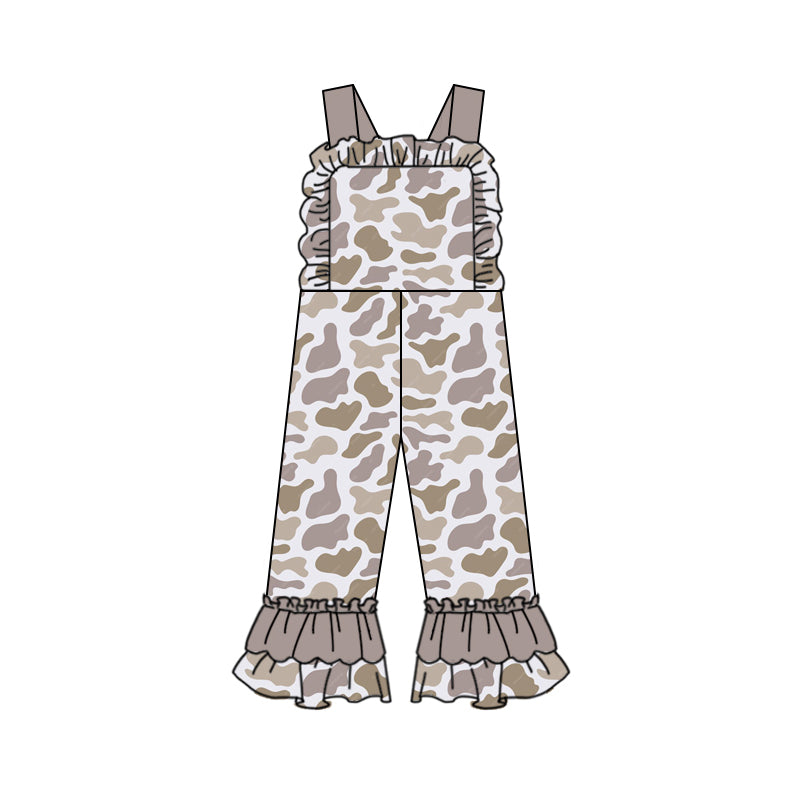 (Pre-order)SR1997 Light Gray Camo Print Girls Jumpsuits