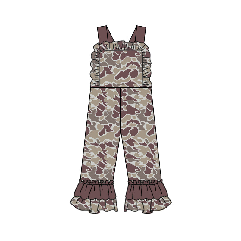(Pre-order)SR1999 Brown Camo Print Girls Jumpsuits