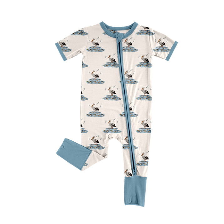(Pre-order)SR2063 Cormorant Print Baby Boys Sleeper Zipper Romper