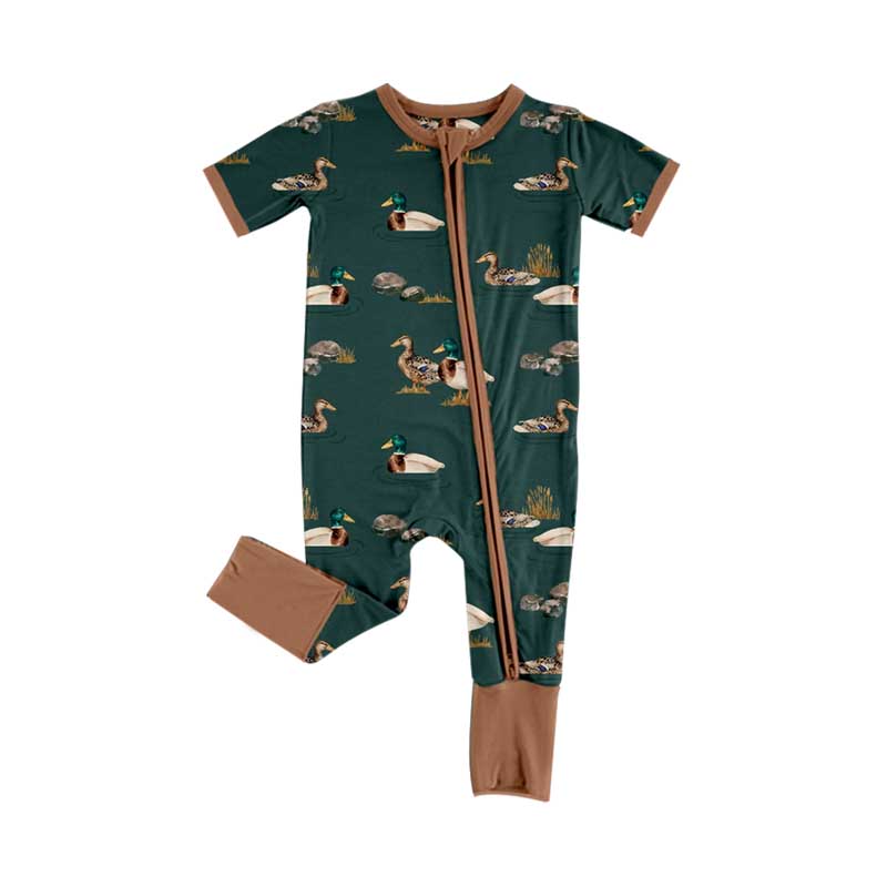 (Pre-order)SR2082 Duck Print Baby Boys Sleeper Zipper Romper