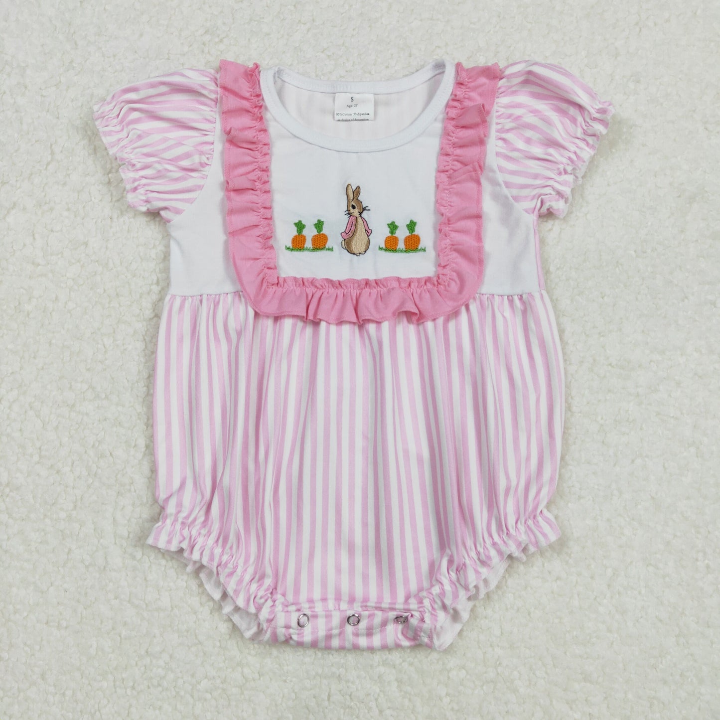 Bunny Embroidery Stripes Print Sibling Easter Matching Clothes