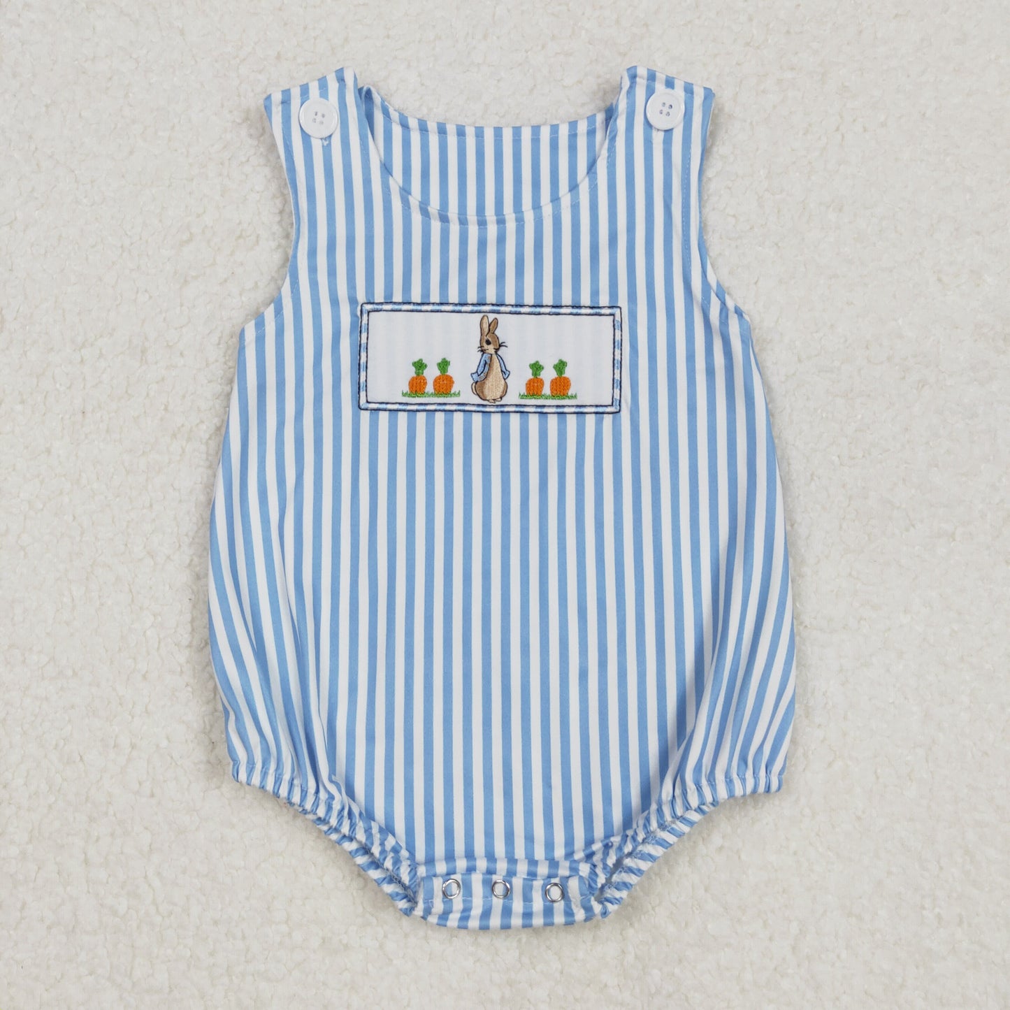 Bunny Embroidery Stripes Print Sibling Easter Matching Clothes