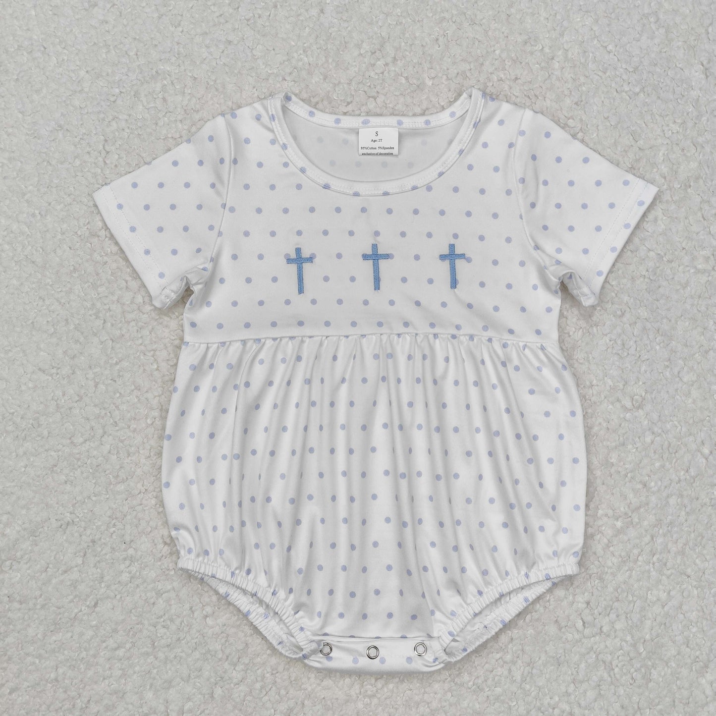 Cross Embroidery Dots Print Sibling Easter Matching Clothes
