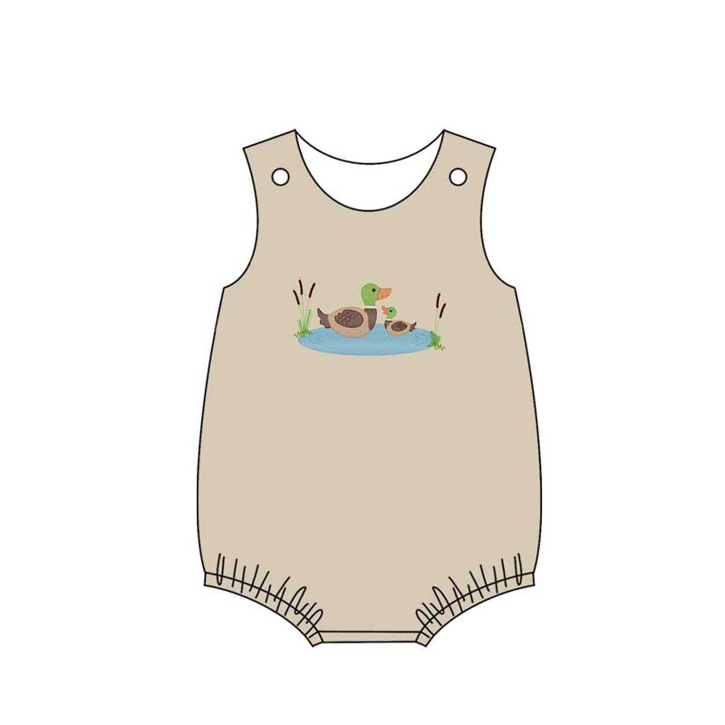 (Pre-order)SR2169 Duck Khaki Print Baby Boys Summer Romper